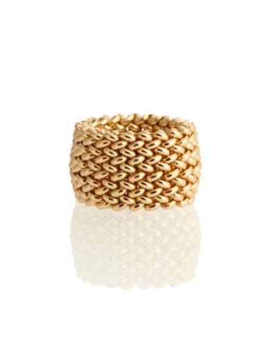 Gold Plated Sterling Silver Big Rice Grain Chain Ring