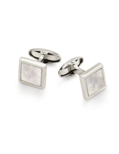 925 Sterling Silver Square Cufflinks with White Mother of Pearl