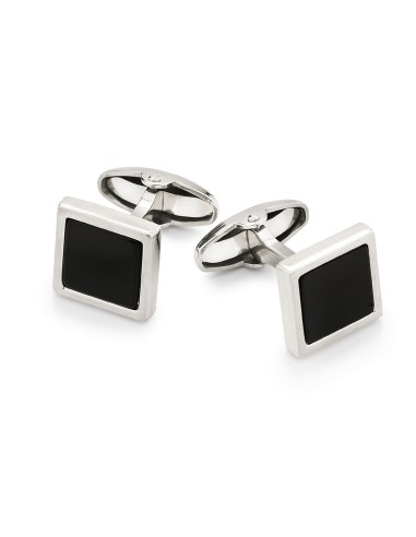 925 Sterling Silver Square Cufflinks with Onyx Stone