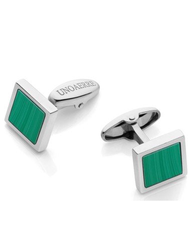 925 Sterling Silver Square Cufflinks with Green Stone