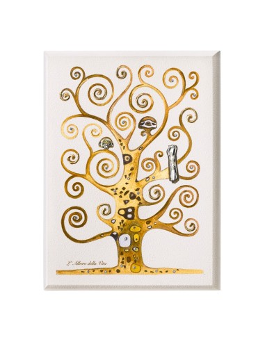 Quadro Decorativo L'Albero della Vita di Klimt con Applicazioni in Argento 