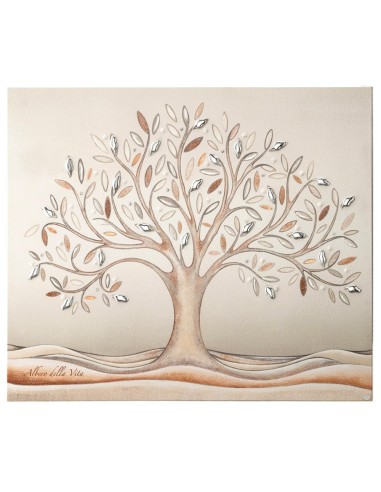 Tree of Life Wooden Decorative Painting with Silver Applications