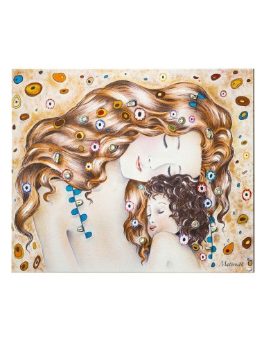 Maternity Homage to Klimt Decorative Painting on Wood with Silver Applications