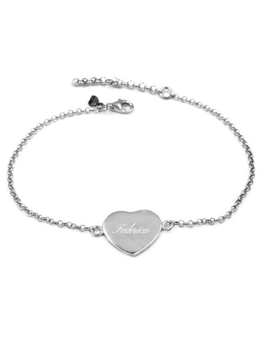 Bracciale con Medaglia Cuore Personalizzabile in Argento 925