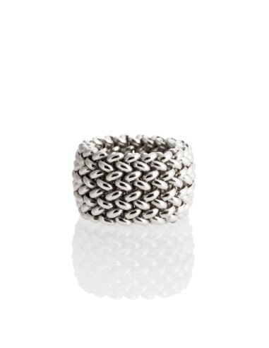 Sterling Silver Rice Grain Chain Ring