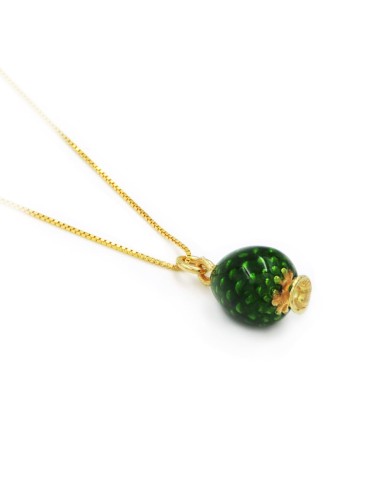 Enamelled Gold Plated Sterling Silver Sicilian Pine Cone Necklace 