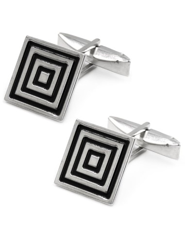 925 Sterling Silver Spiral Square Cufflinks 