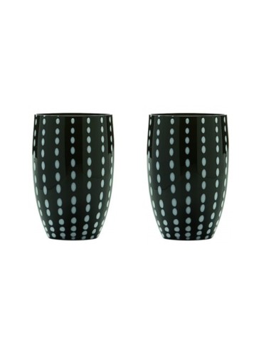 Zafferano Perle Black Tumbler Glasses Set of 2 