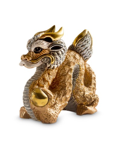 Copper Chinese Dragon Ceramic Sculpture De Rosa Rinconada