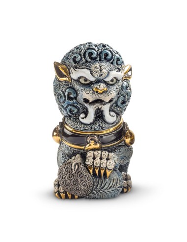 Blue Foo Lioness Ceramic Sculpture De Rosa Rinconada