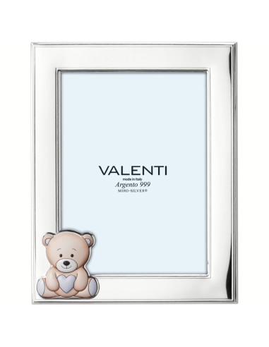 Portafoto Personalizzato con Incisione Nome Cornice Orsetto Cuore Azzurro cm 13x18