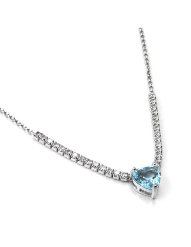 Collana Tennis in Argento 925 con Cuore Azzurro