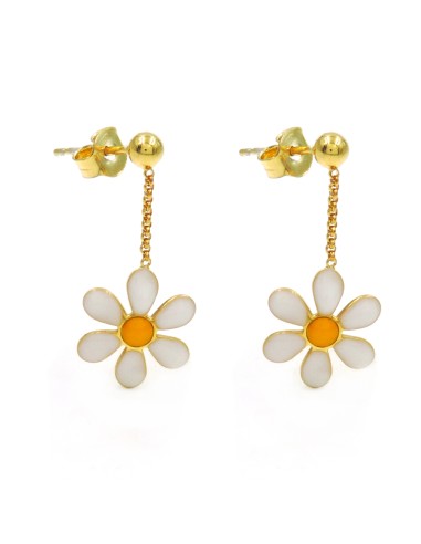 Gold Plated 925 Sterling Silver Daisy Drop Earrings 