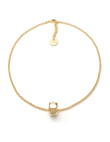 Golden Necklace with Multifaceted Ring Pendant 