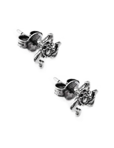 925 Sterling Silver Trinacria Stud Earrings 