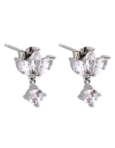 Sterling Silver and White Zircons Light Point Earrings