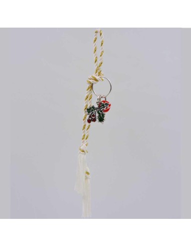 Christmas Decoration Mistletoe with Bell in Enamelled Silver