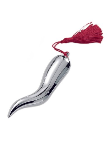 Lucky Horn in Silver Plated Resin with Red Drape