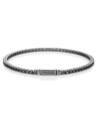 Black 925 Sterling Silver Tennis Bracelet Unoaerre