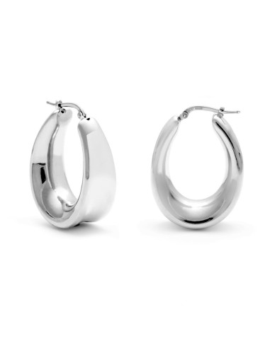 Sterling Silver Bold Oval Hoop Earrings 