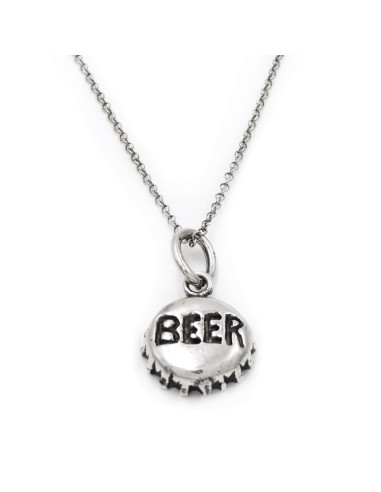 Collana con Ciondolo Tappo di Birra in Argento 