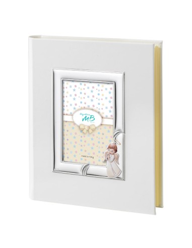 White Photo Album with Angel for Birth or Baptism