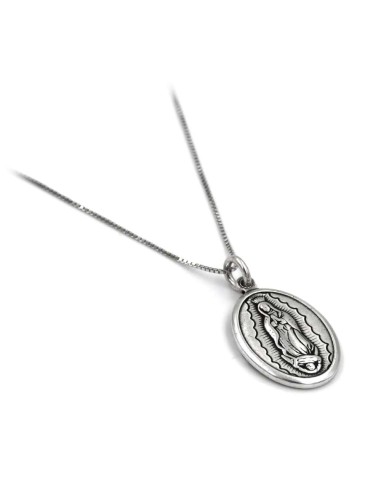 Virgin of Guadalupe 925 Sterling Silver Necklace with Medal