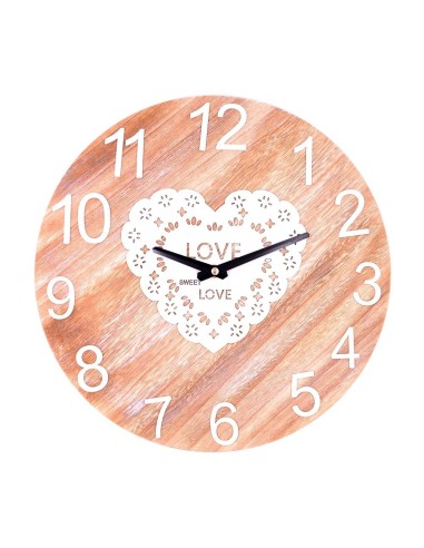  Wooden Wall Clock Love Hearts