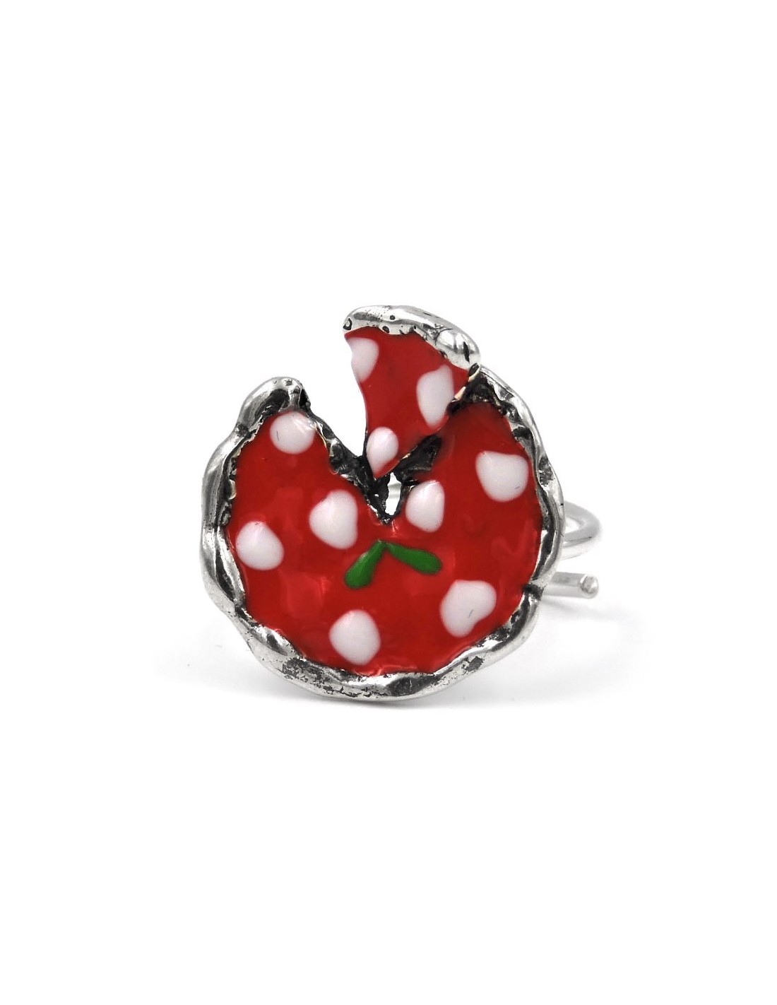 Enamelled 800 Silver Pizza Ring