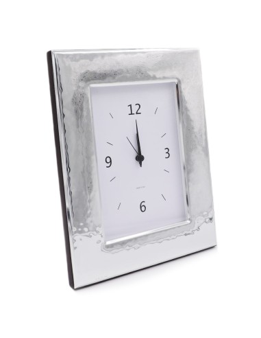 Glossy Hammered Silver Alarm Clock 