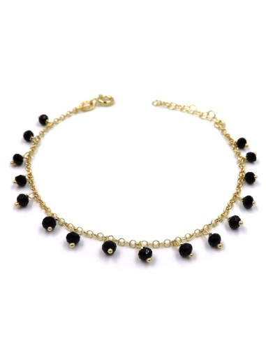 Gold Plated Sterling Silver Bracelet with Black Zircons