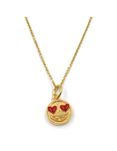 Gold Plated 925 Sterling Silver Necklace with Emoticon in Love Pendant 