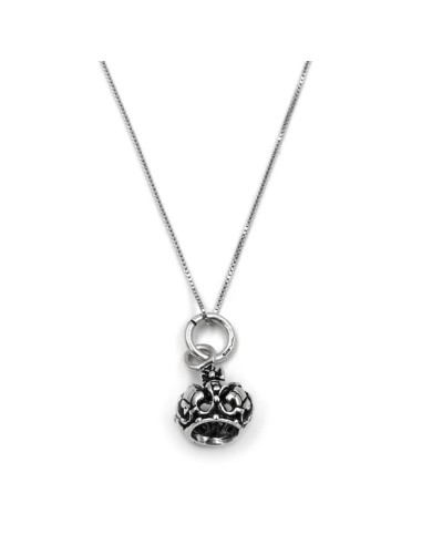 Sterling Silver Royal Crown Pendant Necklace