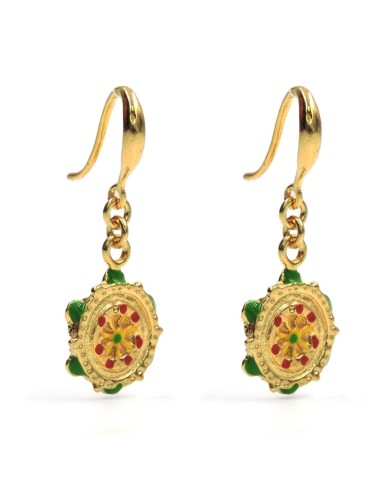 Tambourine Earrings Gold Plated and Enamelled 925 Sterling Silver 