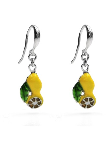 Lemon Earrings Enamelled 925 Sterling Silver 